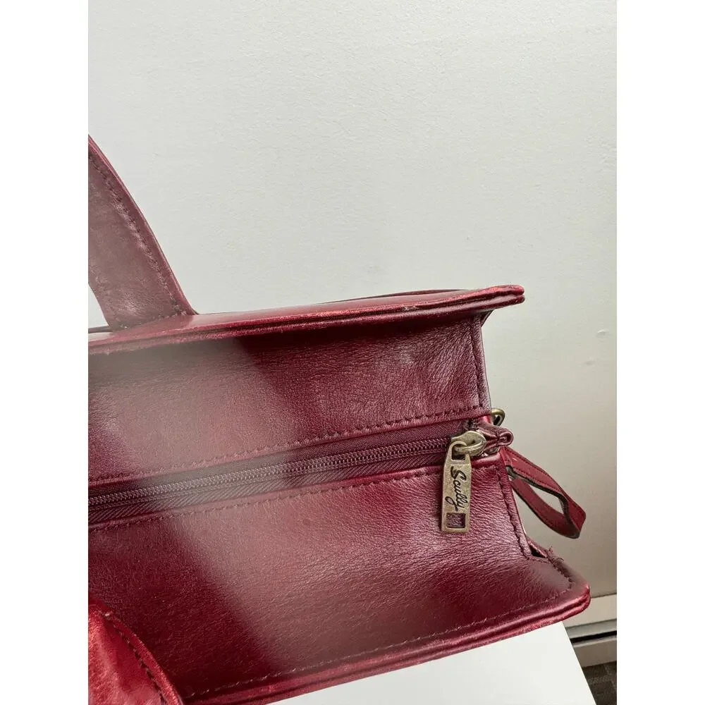 Vintage Scully Unisex Burgundy Red Leather Laptop Work Bag Briefcase Strap VTG